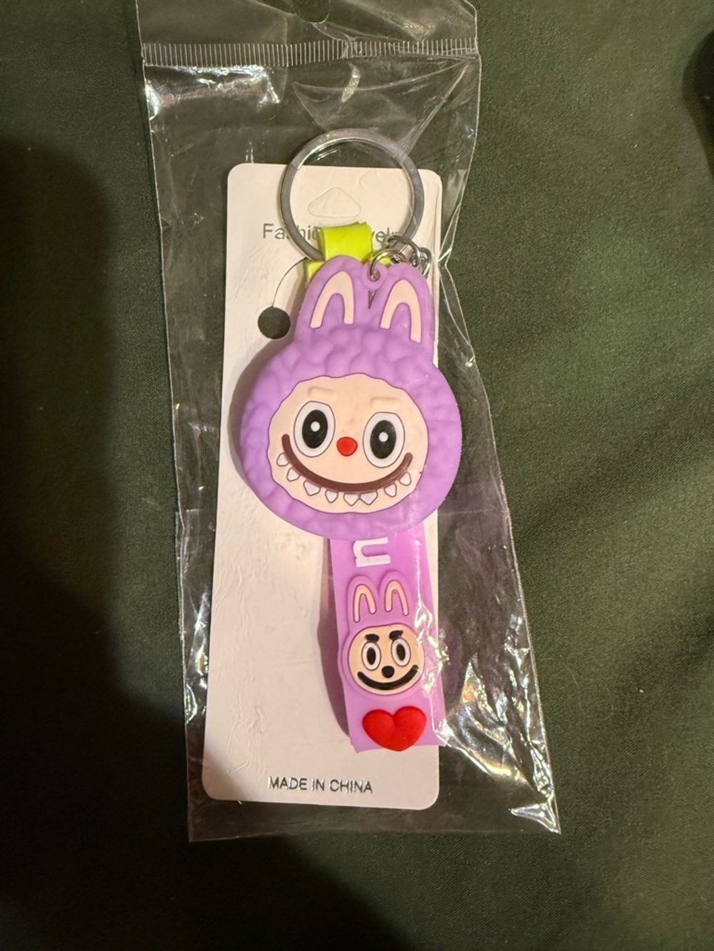 Kids Purple Bunny Face Keychain Wrist Strap